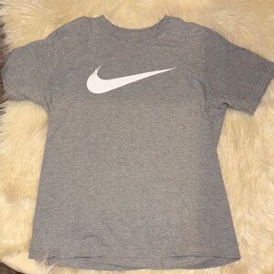 Nike Heather Gray Tee with White Swoosh